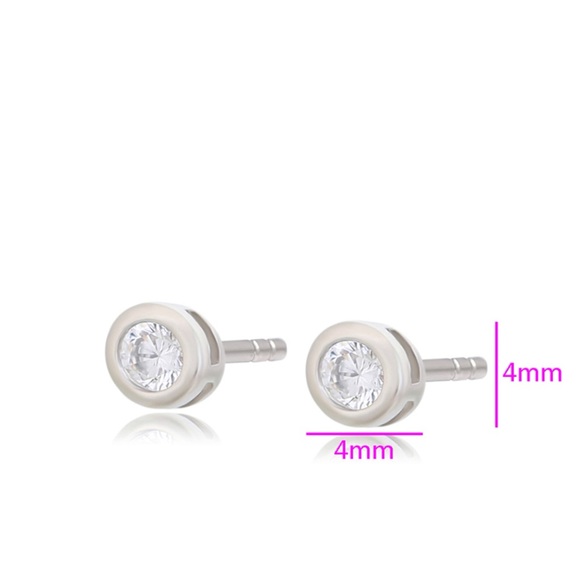 Stud Earrings Platinum Plated CZ Zirconia Luxury Jewelry - Picture 6 of 11